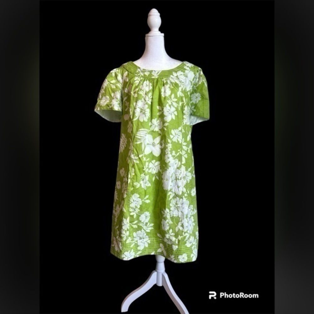 Kim Rogers, summer dress 20 W green and white
